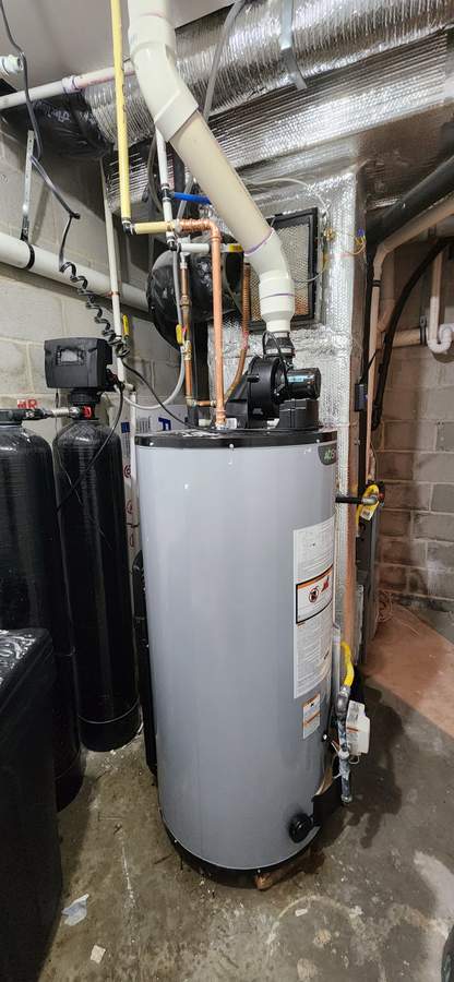 Basement water heater and plumbing